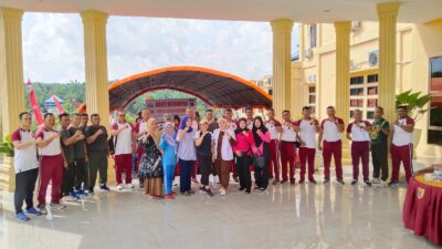 Polres Labusel Gelar Senam Sehat dan Jalan Santai Bersama TNI-Polri