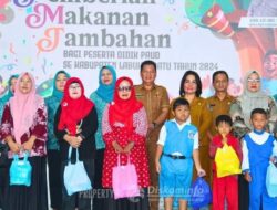 Pemkab Labuhanbatu Bagikan Makanan Tambahan Untuk 3050 Siswa Paud