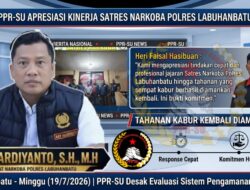 PPR-SU Apresiasi Kinerja Satres Narkoba Polres Labuhanbatu, Tahanan Kabur Kembali Diamankan